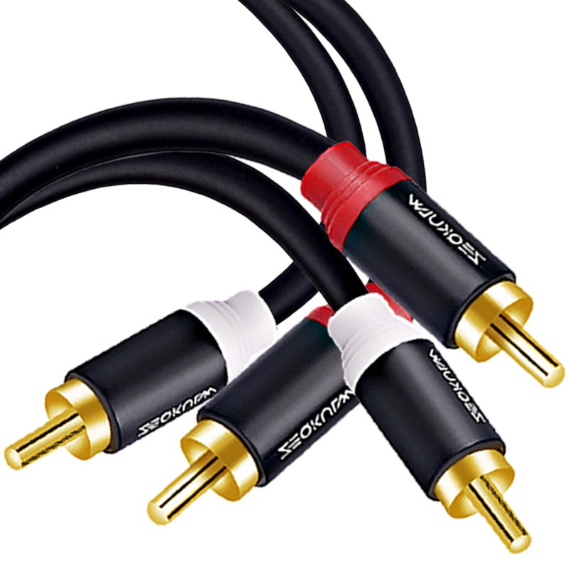 ZEQKULW RCA Audio Cable 10 ft 2RCA Male to Male Stereo Audio RCA Cables Dual Shielded Gold-Plated 2 RCA Stereo Cable for car Audio Video Cord, Hi-Fi Systems or Home Theater, HDTV(1, Black,10FT) - Image 1