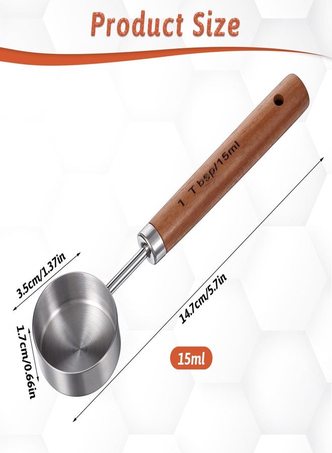 Gtziqa Coffee Measuring Spoon, Vintage Coffee Measuring Scoop 1 Tablespoon 15ml Stainless Steel Coffee-Spoon with Walnut Handle for Ground Coffeebeans Tea and More (Silver) - Image 2