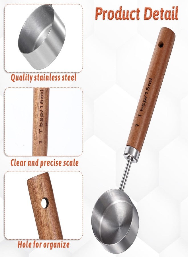 Gtziqa Coffee Measuring Spoon, Vintage Coffee Measuring Scoop 1 Tablespoon 15ml Stainless Steel Coffee-Spoon with Walnut Handle for Ground Coffeebeans Tea and More (Silver) - Image 3