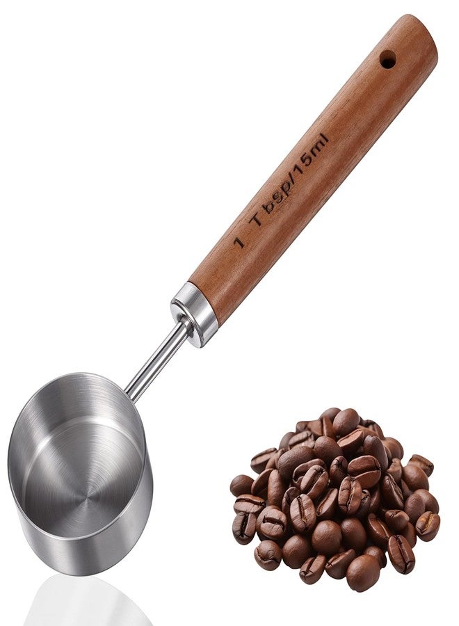 Gtziqa Coffee Measuring Spoon, Vintage Coffee Measuring Scoop 1 Tablespoon 15ml Stainless Steel Coffee-Spoon with Walnut Handle for Ground Coffeebeans Tea and More (Silver) - Image 1