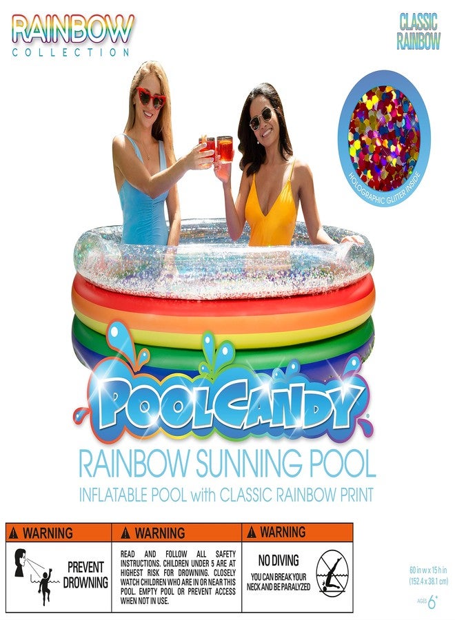Poolcandy Inflatable Sunning Pools for up to 3 Adults (Rainbow Collection Sunning Pool Multicolor Glitter) - Image 2