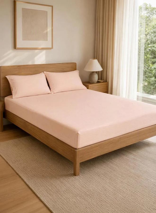 ستايلي طقم ملاءة سرير مثبتة ومخططة من قطعتين مع غطاء وسادة