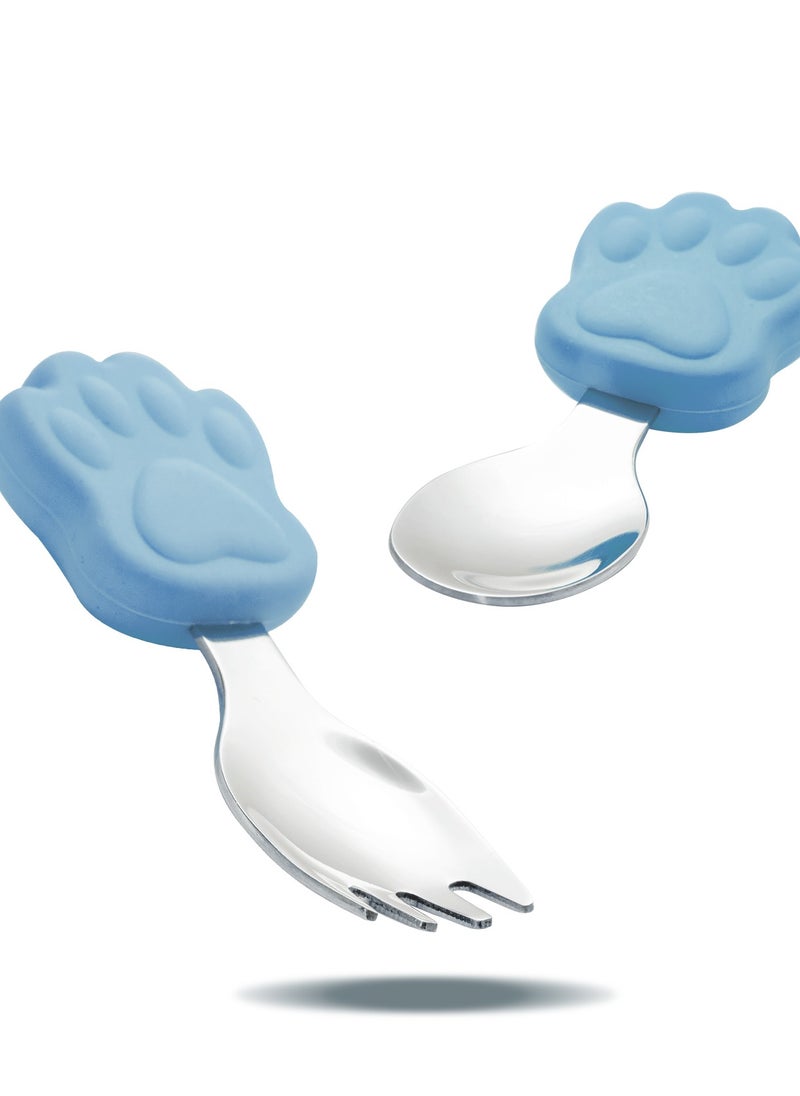 Generic - Blue baby short handle learning fork spoon suit - Image 1