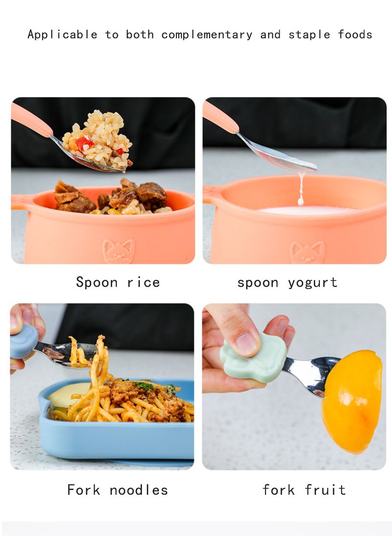 Generic - Blue baby short handle learning fork spoon suit - Image 1