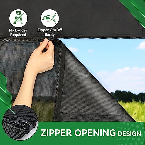 RVINGPRO RV Awning Shade Screen with Zipper 9' x 15'3'', 600D Oxford Top + Mesh Bottom, RV Sun Shade Screen for Awning, RV Shade Complete Kits for Trailer Camper - Image 3