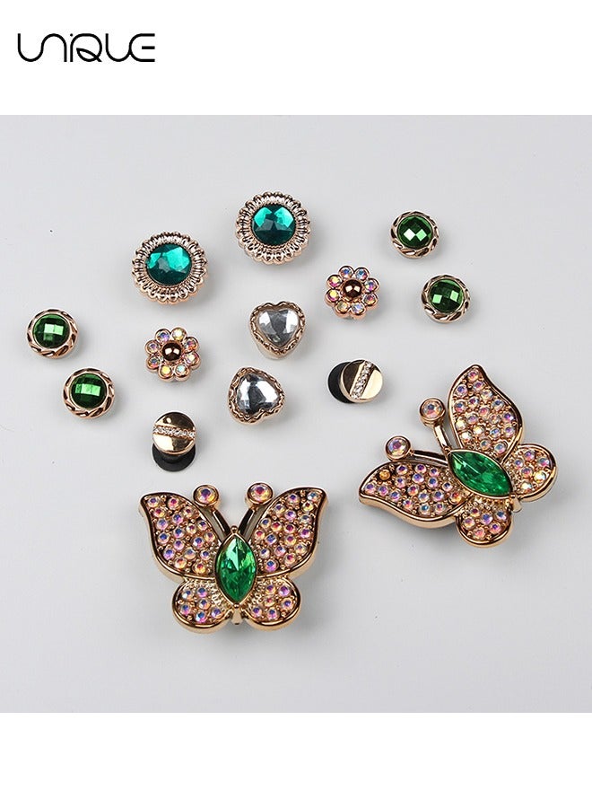 Unique 14Pcs Sparkling Shoe Accessories - Diamond Butterfly Shoe Flower - Flower Shoe Flower - For Decorating Beach Shoes, Cave Shoes - Gifts - Image 2