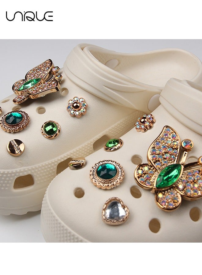 Unique 14Pcs Sparkling Shoe Accessories - Diamond Butterfly Shoe Flower - Flower Shoe Flower - For Decorating Beach Shoes, Cave Shoes - Gifts - Image 3