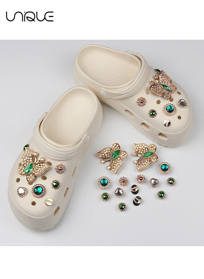 Unique 14Pcs Sparkling Shoe Accessories - Diamond Butterfly Shoe Flower - Flower Shoe Flower - For Decorating Beach Shoes, Cave Shoes - Gifts - Image 4