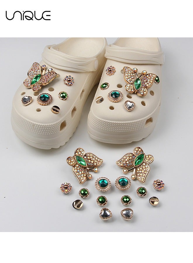 Unique 14Pcs Sparkling Shoe Accessories - Diamond Butterfly Shoe Flower - Flower Shoe Flower - For Decorating Beach Shoes, Cave Shoes - Gifts - Image 5