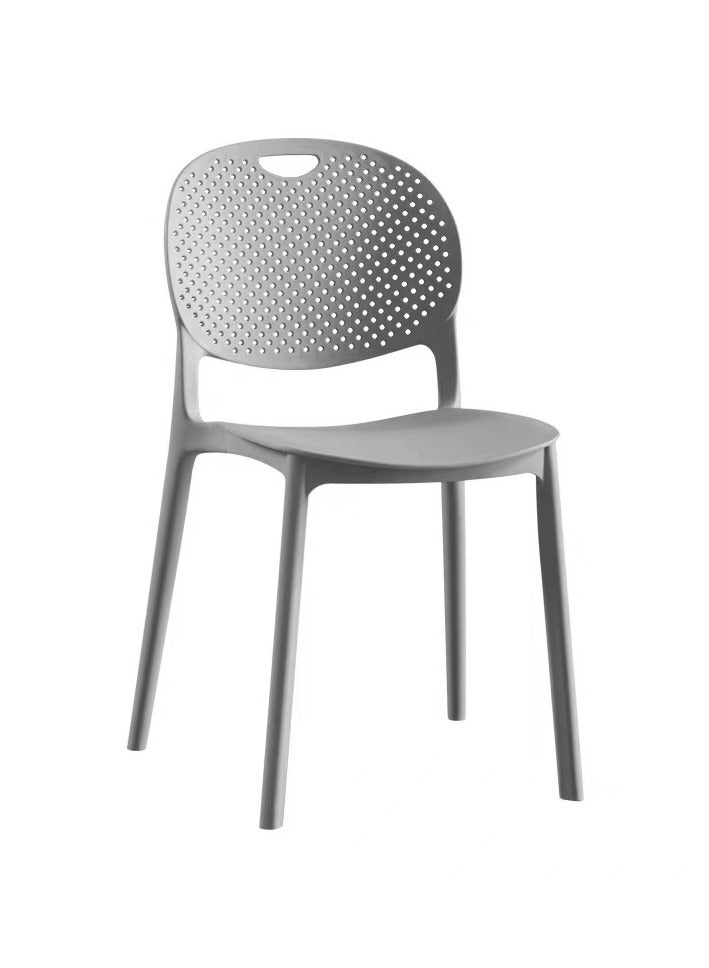 LANNY كرسي جيفكوكو الحديث من منتصف القرن، كرسي بلاستيكي متميز ذو ظهر منحني، مناسب للمطبخ والحديقة وغرفة الاجتماعات، 1 قطعة رمادي - Image 1