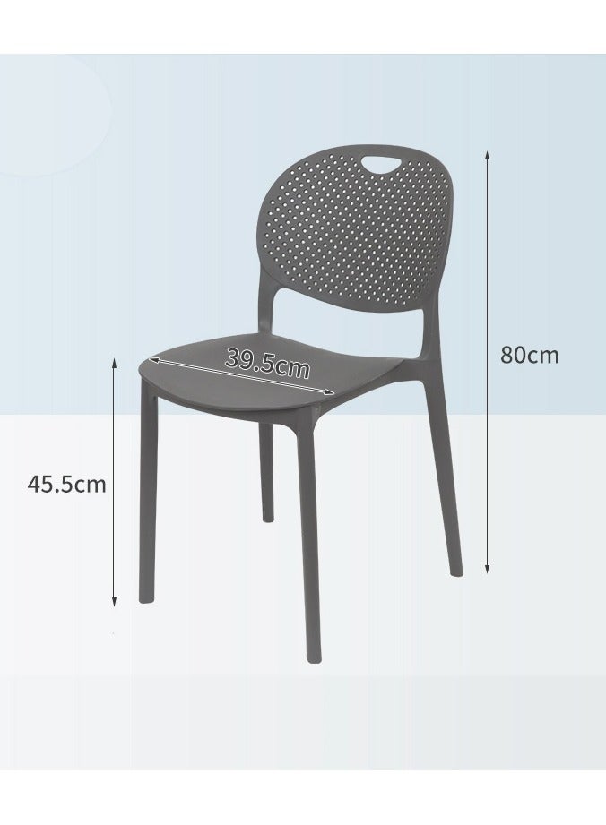LANNY كرسي جيفكوكو الحديث من منتصف القرن، كرسي بلاستيكي متميز ذو ظهر منحني، مناسب للمطبخ والحديقة وغرفة الاجتماعات، 1 قطعة رمادي - Image 2