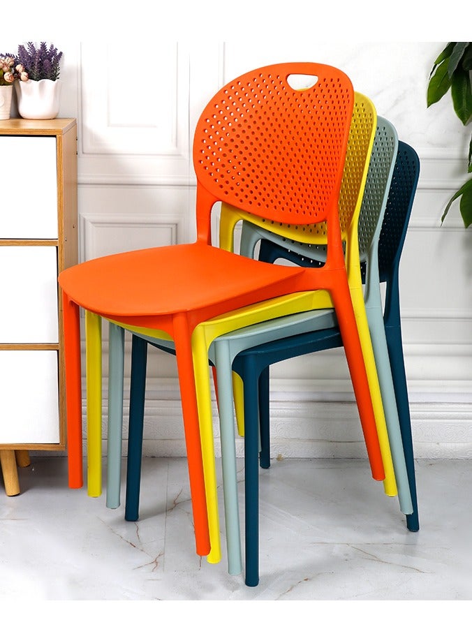 LANNY كرسي جيفكوكو الحديث من منتصف القرن، كرسي بلاستيكي متميز ذو ظهر منحني، مناسب للمطبخ والحديقة وغرفة الاجتماعات، 1 قطعة رمادي - Image 3