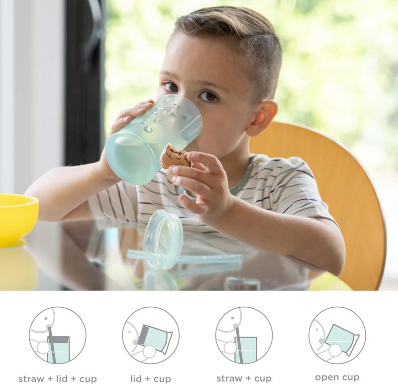 Olababy Clear View Silicone Training Cup with Straw Lid | Toddler Sippy Trainer 12mo+ | Unbreakable Water Drinking Cups for Kids 2yr+ | Baby Led Weaning & Feeding Supplies (Mint, 9 oz) - Image 4