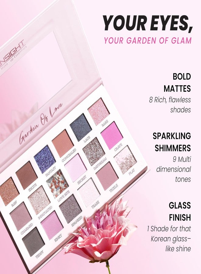 INSIGHT Garden of Love Eyeshadow Palette | 18 Pigmented Shades with Metallic, Shimmer & Multi-Finish Colors | Long-Lasting, Blendable Eye Makeup for Day or Night | 40g - Image 4