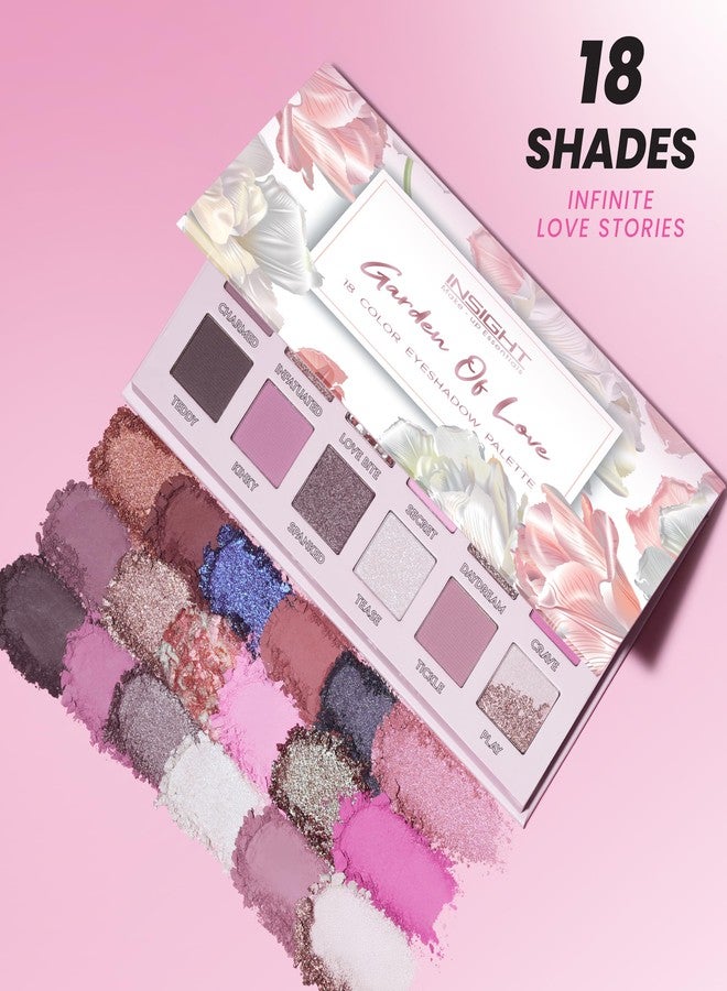 INSIGHT Garden of Love Eyeshadow Palette | 18 Pigmented Shades with Metallic, Shimmer & Multi-Finish Colors | Long-Lasting, Blendable Eye Makeup for Day or Night | 40g - Image 5