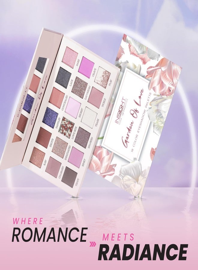 INSIGHT Garden of Love Eyeshadow Palette | 18 Pigmented Shades with Metallic, Shimmer & Multi-Finish Colors | Long-Lasting, Blendable Eye Makeup for Day or Night | 40g - Image 2