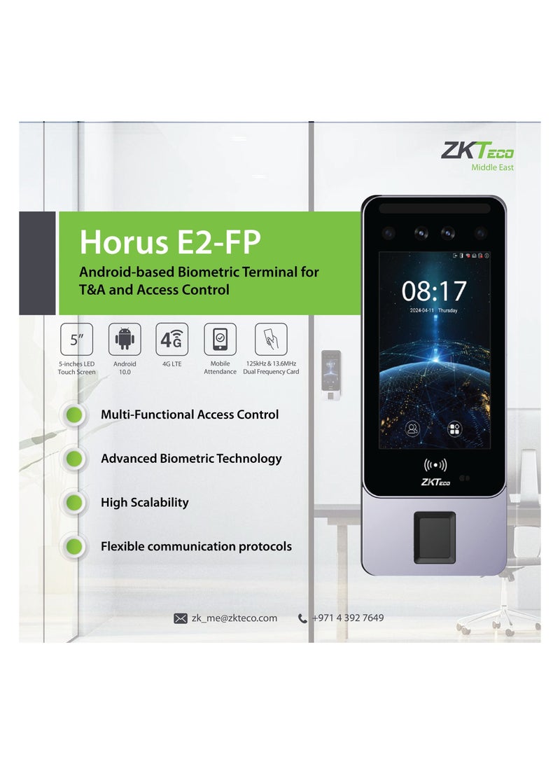 زد كيه تيكو Horus E2-FP Face Time Attendance Machine - Image 2