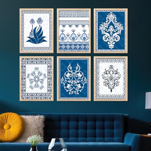 walllane - madhubani art Wall paintings for living room - Paintings wall decoration Wall frames for home decor Set of 6 (10 x 13 inch, Combo 8) - Image 1