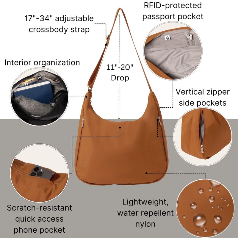 Baggallini Swift Hobo Crossbody Bag for Women - Lightweight 15.7"x16" Travel Purse Handbag Hobo Bag - Image 4