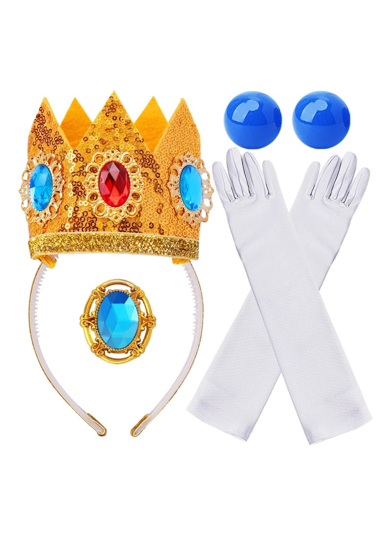 كابتن تيك Princess Peach Crown Accessories Kit, Princess Peach Daisy Rosalina Dress Up Accessories for Women Girls, for Themed Party, Princess Cosplay Parties, Birthday, Halloween, Stage Performance(4 Pack) - Image 1