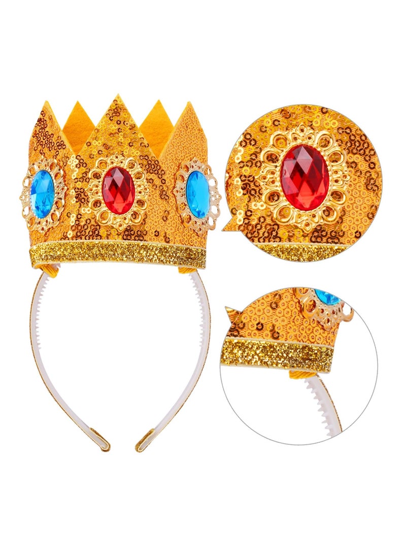 كابتن تيك Princess Peach Crown Accessories Kit, Princess Peach Daisy Rosalina Dress Up Accessories for Women Girls, for Themed Party, Princess Cosplay Parties, Birthday, Halloween, Stage Performance(4 Pack) - Image 3