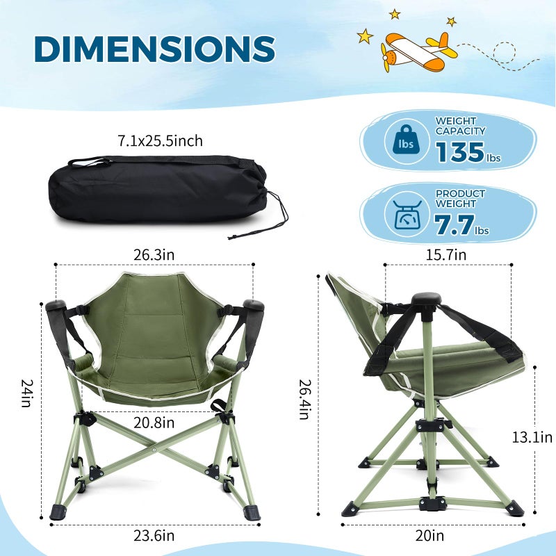 Chloraeon Kids Hammock Chair,Adjustable Kids Camping Chair,Folding Chair with Stand,Portable Hammock Chair for Camping, Travelling and Patio,Green,Supports 135 LBS - Image 2
