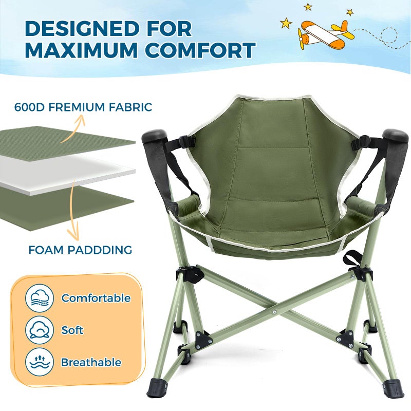 Chloraeon Kids Hammock Chair,Adjustable Kids Camping Chair,Folding Chair with Stand,Portable Hammock Chair for Camping, Travelling and Patio,Green,Supports 135 LBS - Image 5