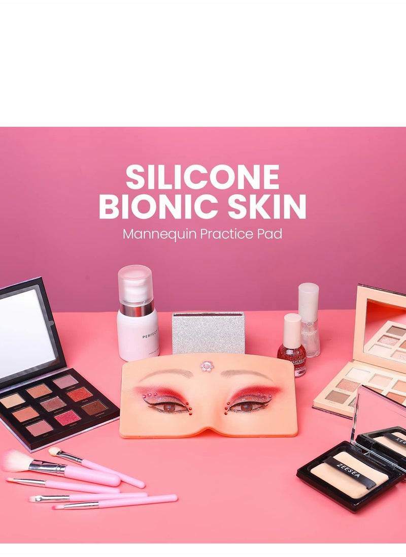 Excefore - Makeup Practice Face Board 3D Realistic Pad with 5 Brushes for Artist Practice, Eyeshadow Eyeliner Eyebrow Lash mapping Skin Eye Make up Model - Image 1