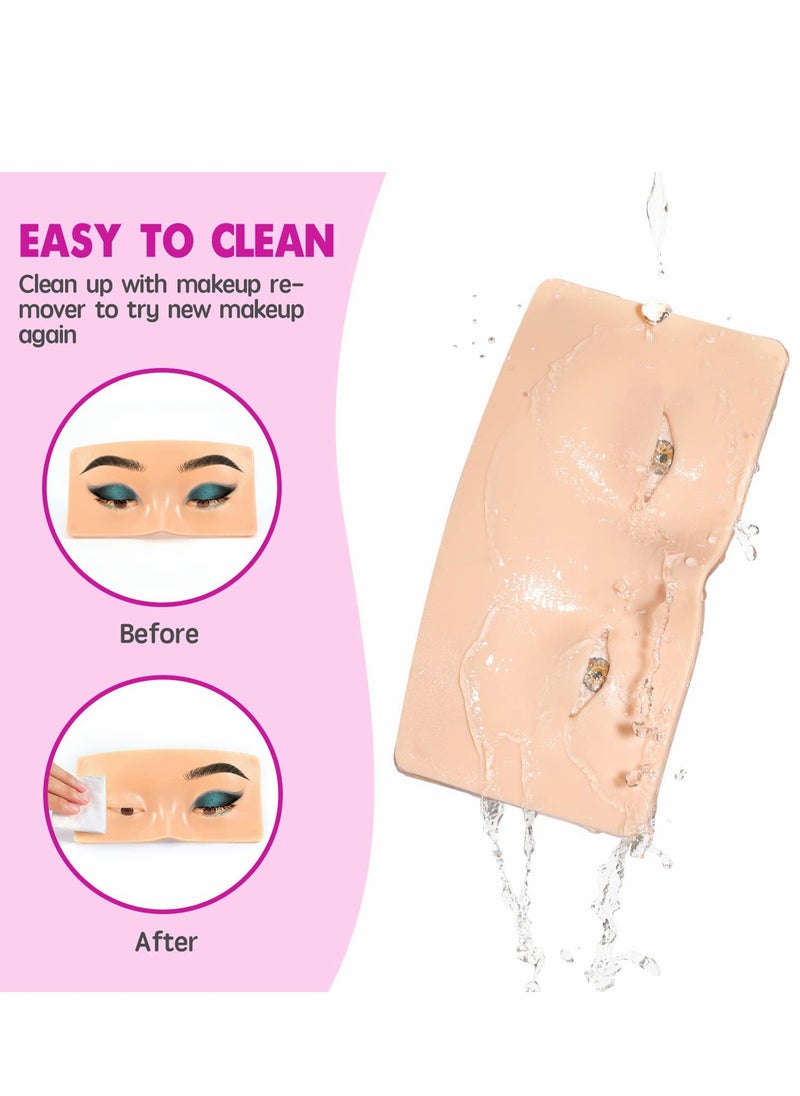 Excefore - Makeup Practice Face Board 3D Realistic Pad with 5 Brushes for Artist Practice, Eyeshadow Eyeliner Eyebrow Lash mapping Skin Eye Make up Model - Image 1