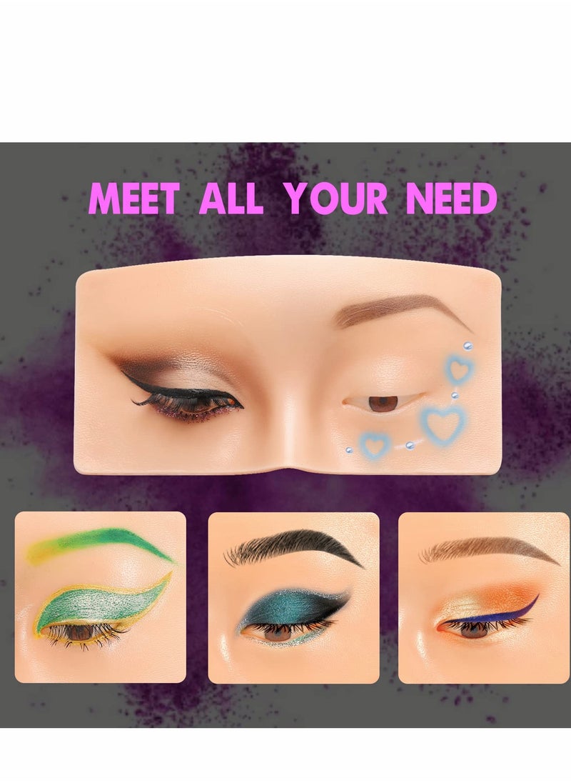 Excefore - Makeup Practice Face Board 3D Realistic Pad with 5 Brushes for Artist Practice, Eyeshadow Eyeliner Eyebrow Lash mapping Skin Eye Make up Model - Image 1