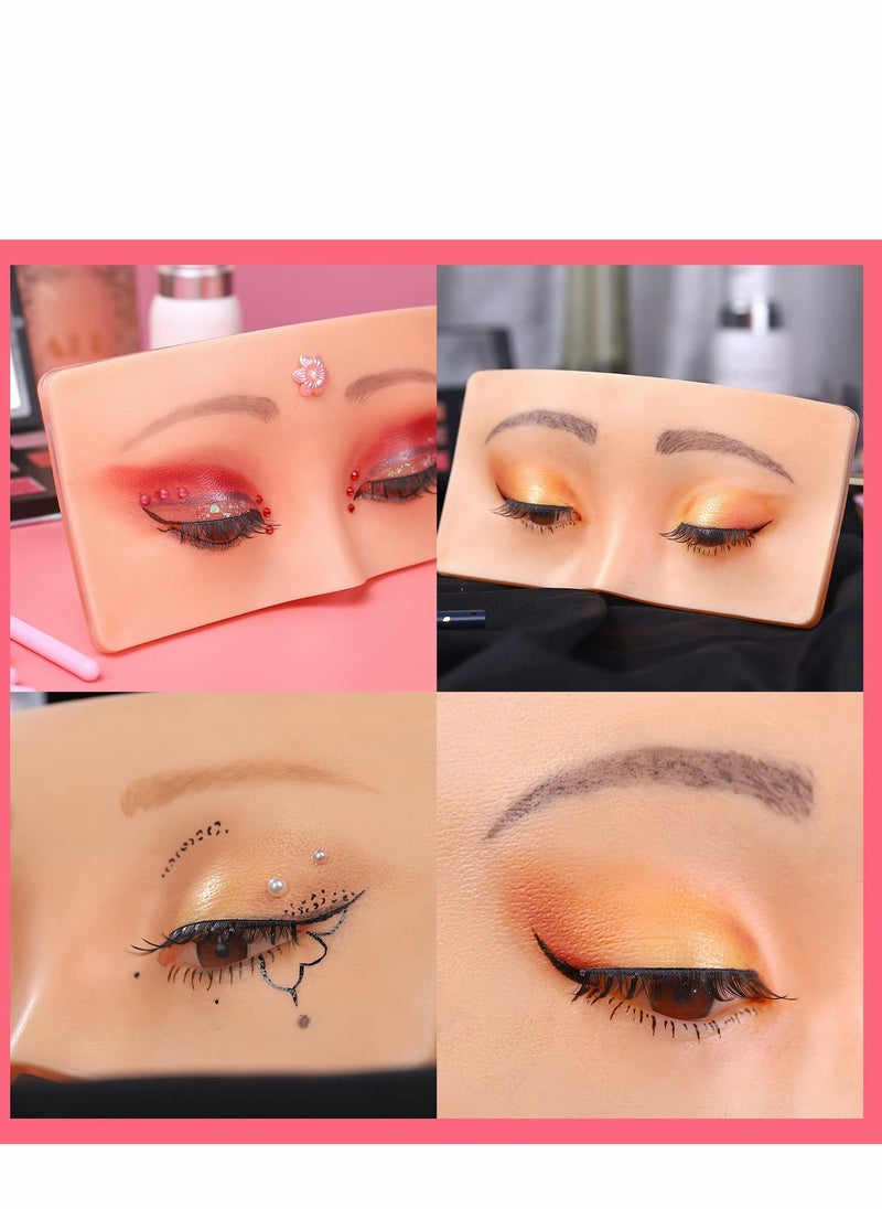 Excefore - Makeup Practice Face Board 3D Realistic Pad with 5 Brushes for Artist Practice, Eyeshadow Eyeliner Eyebrow Lash mapping Skin Eye Make up Model - Image 1