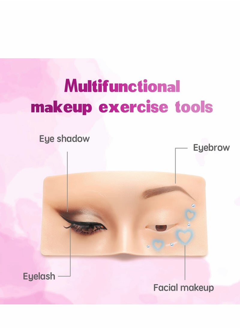 Excefore - Makeup Practice Face Board 3D Realistic Pad with 5 Brushes for Artist Practice, Eyeshadow Eyeliner Eyebrow Lash mapping Skin Eye Make up Model - Image 1