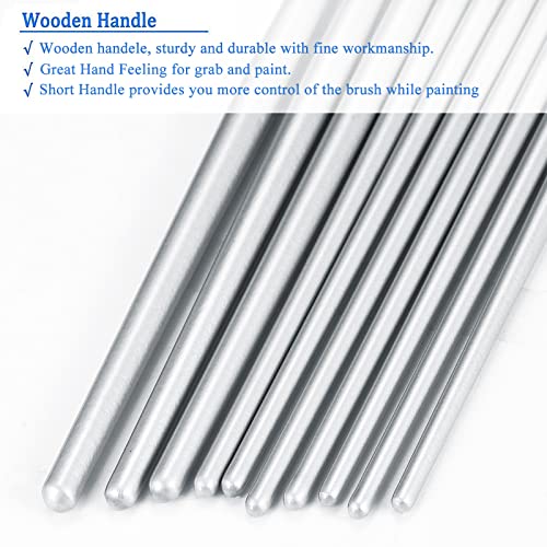 BOSOBO Paint Brushes Set, 2 Pack 20 Pcs Round Pointed Tip Paintbrushes Nylon Hair Artist Acrylic Paint Brushes for Acrylic Oil Watercolor, Face Nail Art, Miniature Detailing & Rock Painting, Silver - Image 5