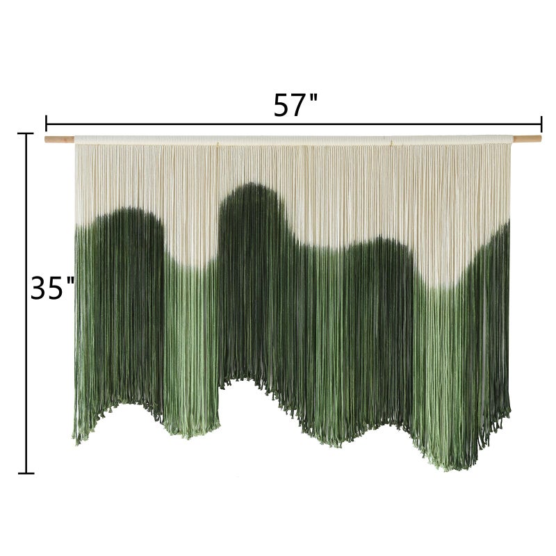 IOWER Large Macrame Wall Hanging Boho Wall Art Green Fiber Dip-Dyed Handmade Macrame Cord for Headboard Bedroom Living Room Fireplace 57" W x 39" L - Image 5