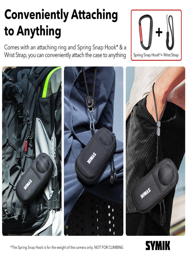 SYMIK Capsule Case for Insta360 X5 / X4 (for Original Lens Cap), Anti-Water Splash, Anti-Shock. Portable Travel Bag w/Carabiner, Protective Storage Nylon Carrying Case for Insta 360 X5 X4 Accessories - Image 4