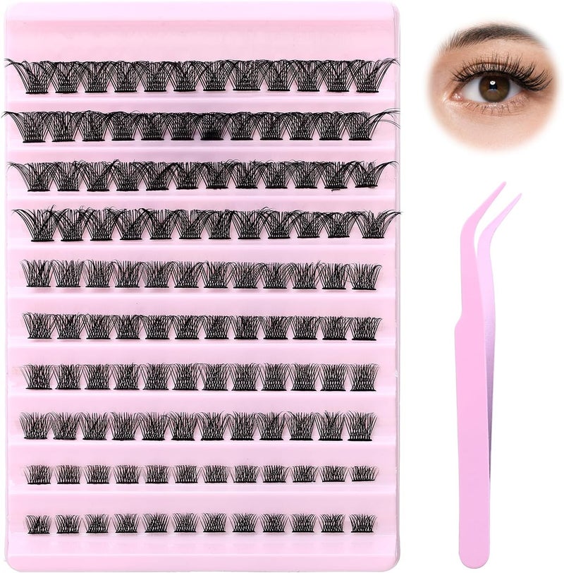 Naler Cluster Lashes Individual Lashes 120 Clusters False Eyelashes Wispy Lashes Natural Look Fake Eyelashes 816MM Eyelashes Volume 3D Hybrid Natural Look Reusable Eyelash Extension at Home