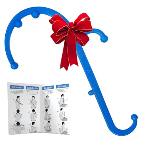 LiBa Back and Neck Massager Trigger Point Massage Tools for Pain Relief and Manual Massage Hook Therapy Handheld Back Neck Shoulder Massager Blue Gift for Women Men