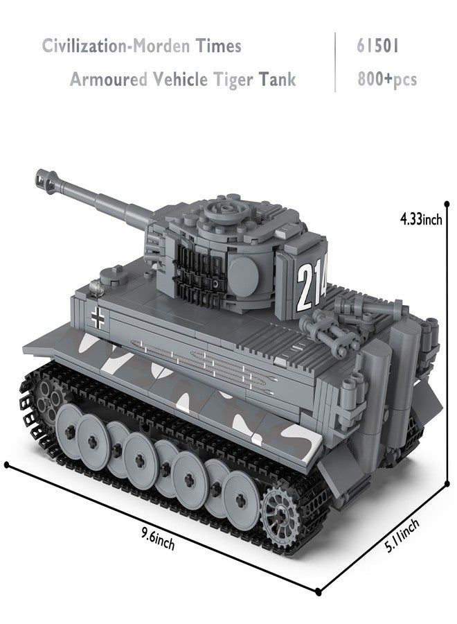 JMBricklayer Tank Building Sets for Adults or Boys - WW2 Military Tiger Army Tank Model Toy, Armed Construction Vehicle Set Ideal Gifts Toys 61501 - Image 4