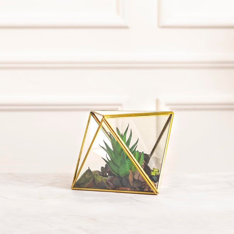 DecorTwist® Geometric Glass Terrarium for Succulent, Air Plants, 11.8" | Planter for Succulent Plant Cacti | Indoor Balcony Home Decor| Garden Miniature Pot | Tabletop Centerpiece (No Plants) - Image 4