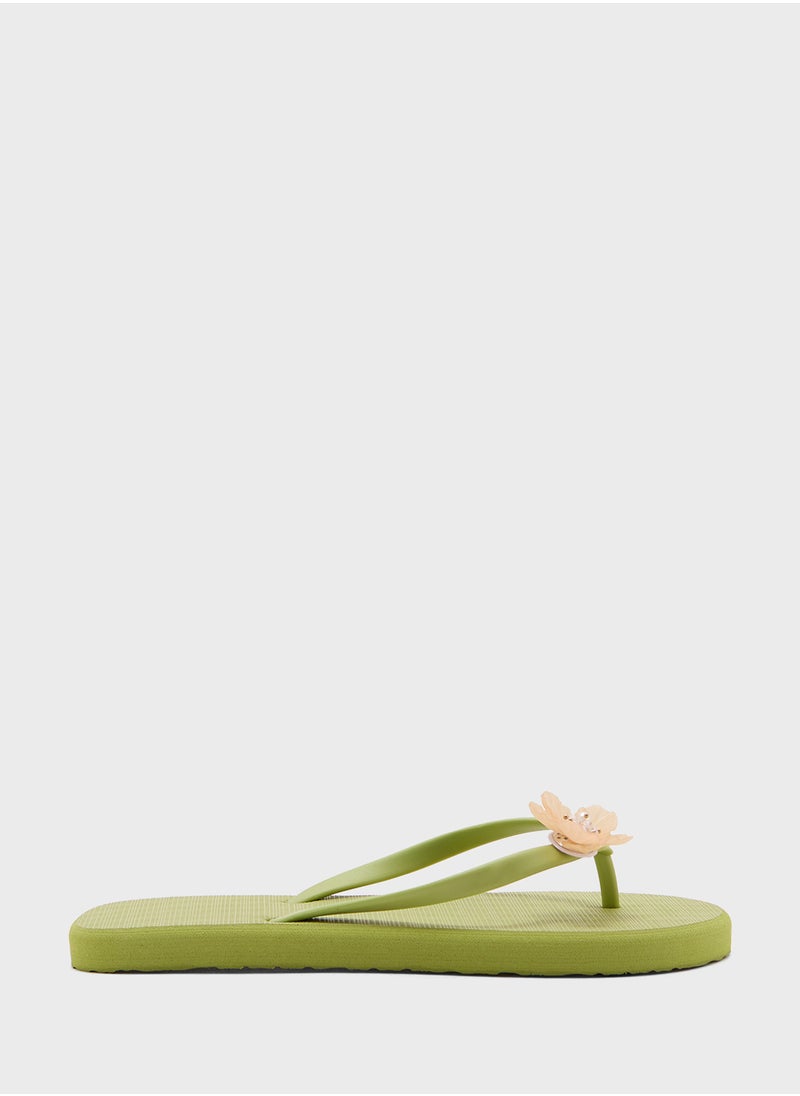 Ginger Floral Trim Flipflop  - Image 1