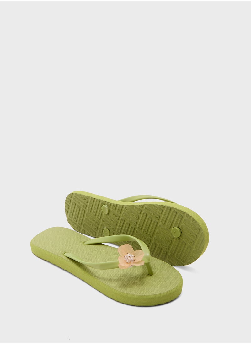 Ginger Floral Trim Flipflop  - Image 3