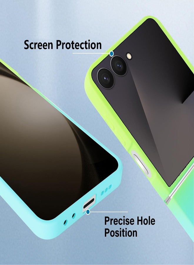 Omio Magnetic Silicone Case for Samsung Galaxy Z Flip 7 Compatible with MagSafe, Luxury Gradient Design Slim Soft Liquid Silicone Shockproof Phone Cover for Women Men Girls, Green/Blue - Image 5