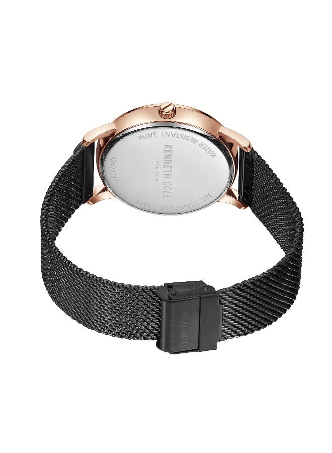 Kenneth Cole New York Modern Classic Black Dial Black Stainless Steel Bracelet Analog Watch for Men - 42mm - Image 3