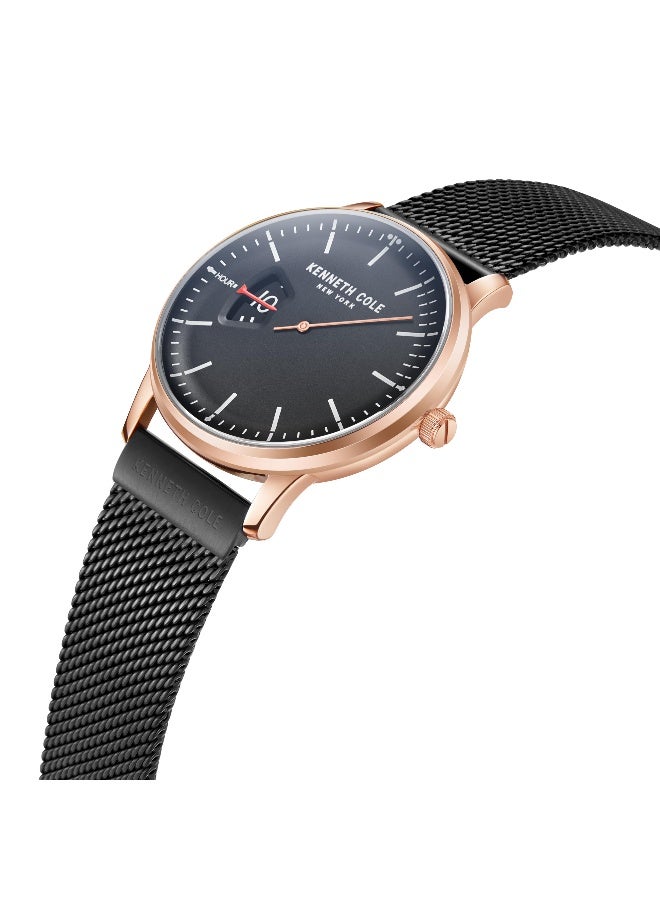 Kenneth Cole New York Modern Classic Black Dial Black Stainless Steel Bracelet Analog Watch for Men - 42mm - Image 2