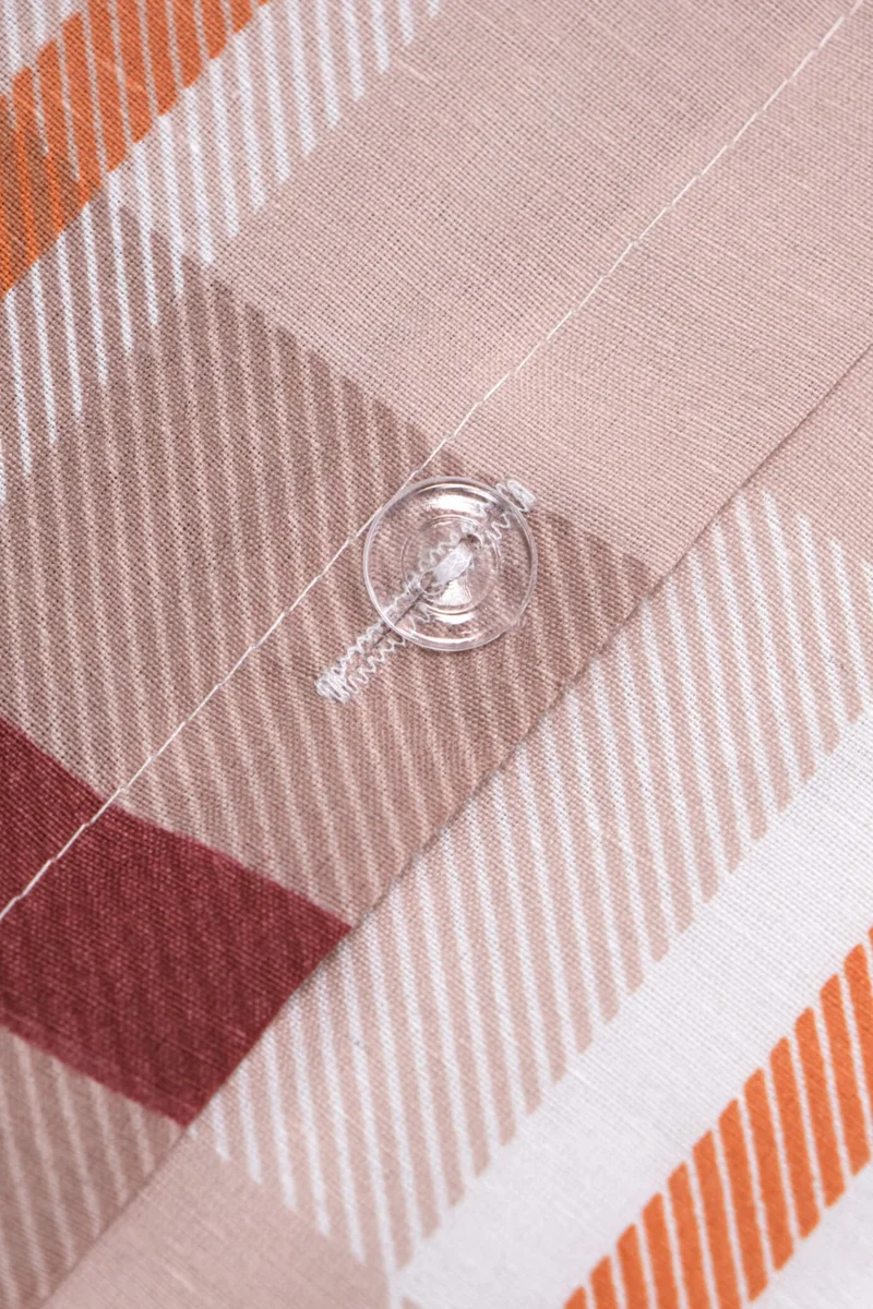 Favora Plaid Cotton Single Duvet Cover Set with Elastic Sheets - Mink