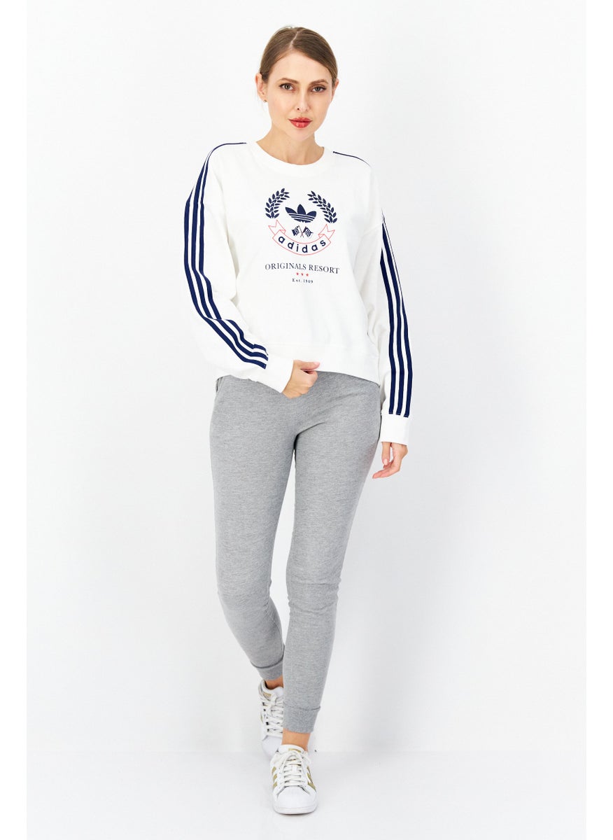 Women Sportswear Fit Brand Logo Training Sweatshirts, White/Navy - pzsku/ZC9FDFF45FE13E5B4FEA6Z/45/_/1724351096/3d5a247d-3f0c-4ff8-b046-0006fc097360