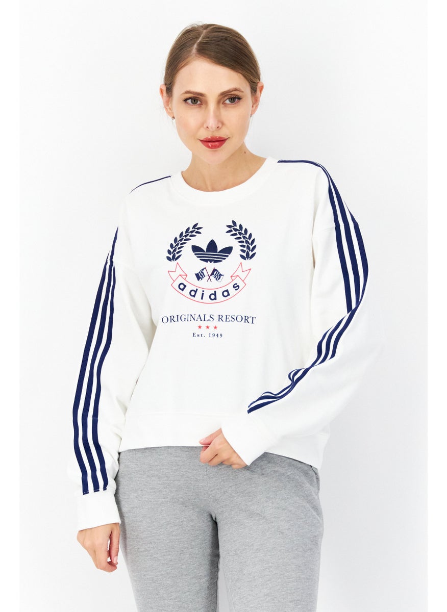 Women Sportswear Fit Brand Logo Training Sweatshirts, White/Navy - pzsku/ZC9FDFF45FE13E5B4FEA6Z/45/_/1724351159/65290720-48a2-49b0-8cf4-758ad5fa520b