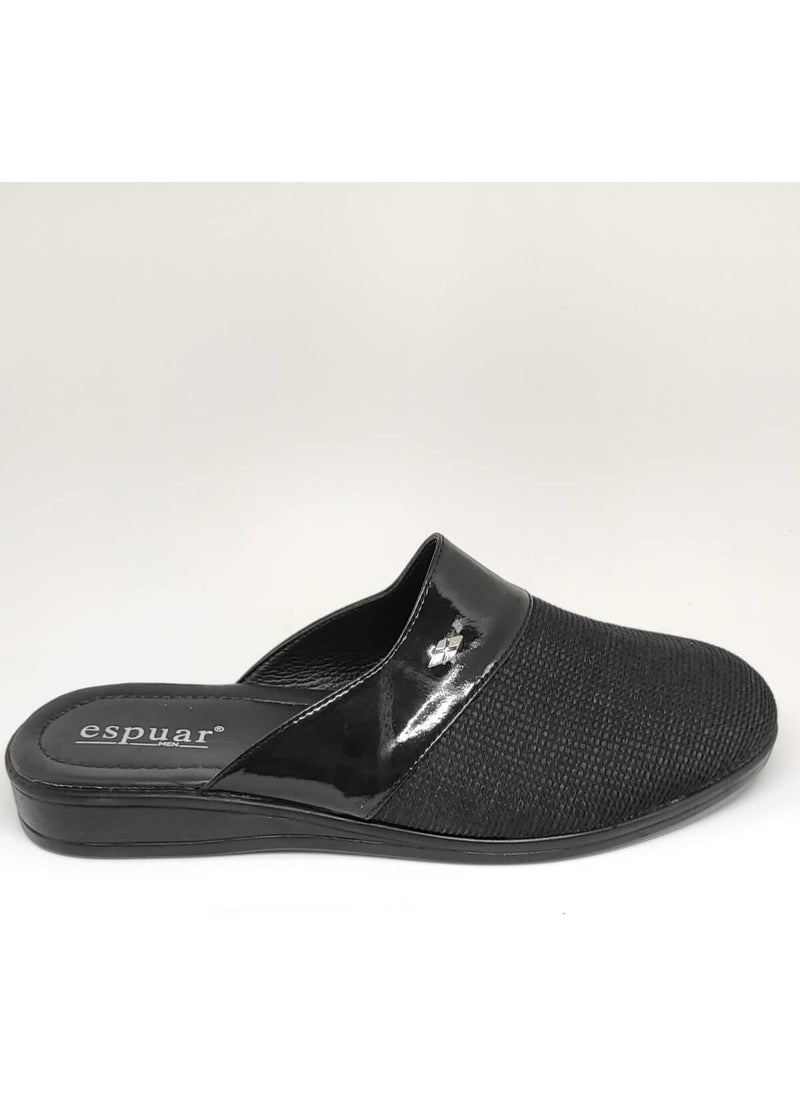 Espuar 424 Straw Pattern Men's Slippers - Black  - Image 1