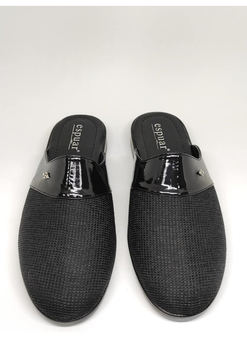 Espuar 424 Straw Pattern Men's Slippers - Black  - Image 3