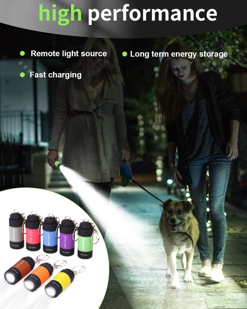UCEC 8 Pack EDC Mini Torch Keyring - Rechargeable Keychain Flashlight, USB LED Super Bright - Image 5